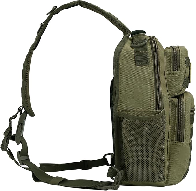 Rover Sling Pack Tactical Shoulder Sling Bag Backpack with Bottle Holder Crossbody Chest Bag, Olive