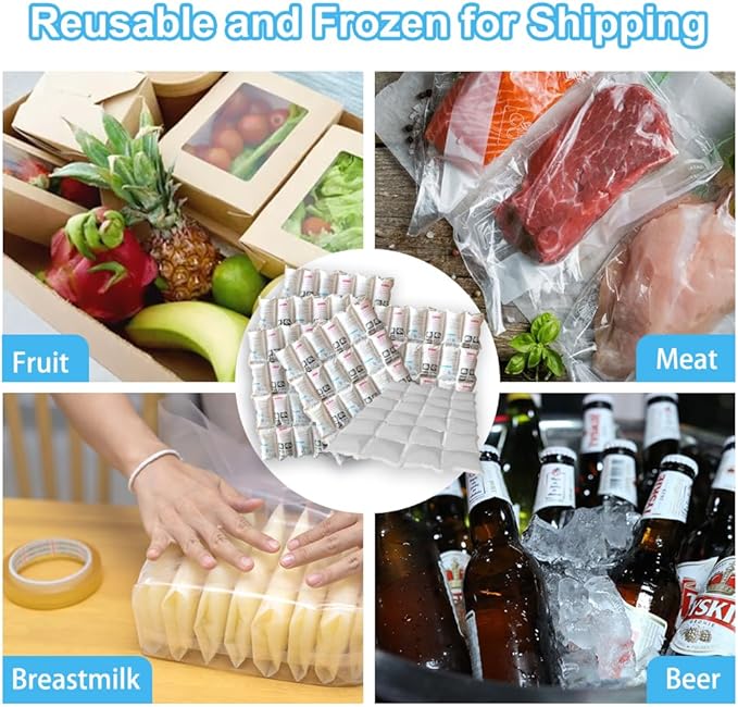 RAINBOW Dry Ice Packs for Shipping Long Lasting, Reusable Cold Ice Pack Sheets for Lunch Box, Flexible Dry Ice Packs for Coolers, Dry Ice for Shipping Frozen Food, 24 Ice Cells Each Sheet, 4 Sheets