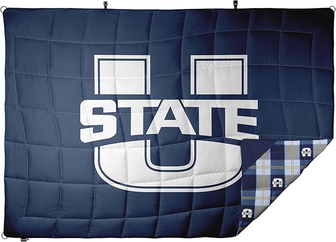 Versatile Packable Outdoor Camping Blanket, Puffy Blanket, Primaloft® Insulation, Warm, Durable, Lightweight, Waterproof, Oversize, Beach, Stadium, and More! 55"x80" (USU - Old Main)