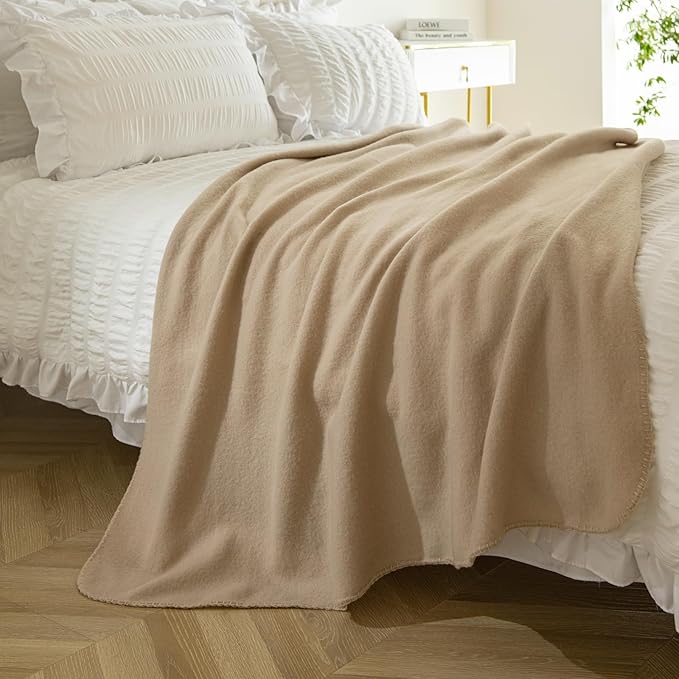 CAI TENG Fleece Throw Blanket Bulk Pack of 6 Lightweight Warm Throws Soft Cozy 50 x 60 inch Pet-Friendly Khaki