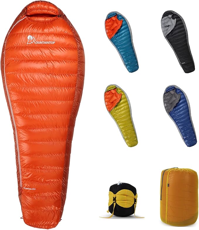 Mountaintop Down Sleeping Bag, 15F 650 Fill Power - Ultralight Compact Portable Hiking Camping Sleeping Bag with Compression Sack for Adults, Teens