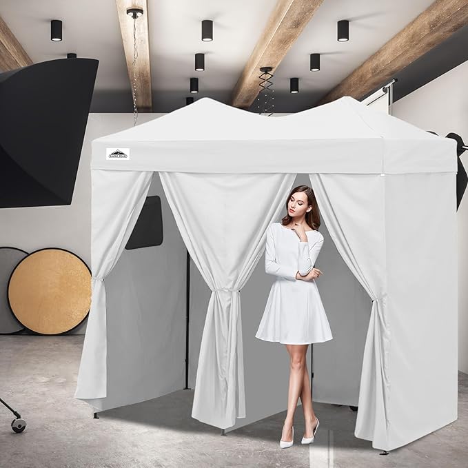 EAGLE PEAK Outdoor Changing Room 8x4, 2 Room Pop Up Portable Changing Room, Sun Shelter, Pop Up Changing Tent for Beach or Pool, Portable Dressing Room for Photoshoots (White)
