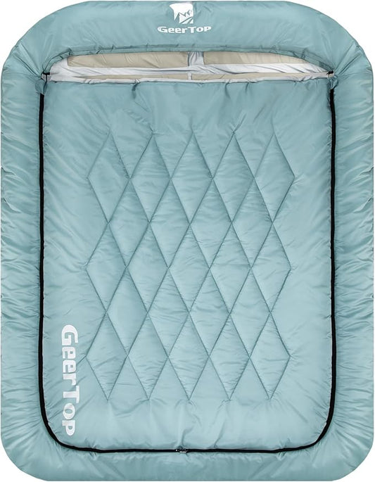 GEERTOP Double Camping Sleeping Bag with Blanket Queen Size Two Person Sleeping Bag for Adults Couples or Family Outdoor Backpacking Travel