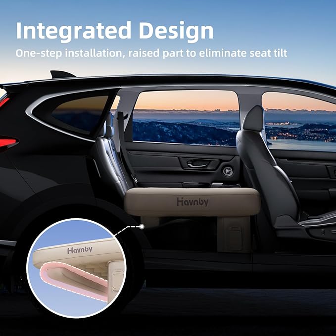 Inflatable Car Air Mattress for Back Seat Cozypad- Universal Fit SUV/Vehicle Bed Pad, TPU Material with Rechargeable Built-in Pump, Portable Camping & Travel Mattress