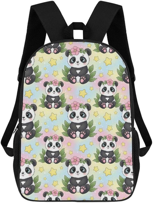 Outdoor Backpack Gym Bag Cute Rainbow Panda Outdoor Activities with Big Capacity Daypack, College Bookbag
