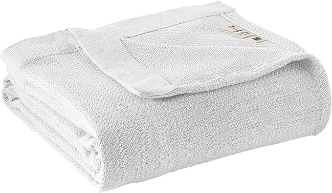 100% Organic Cotton Blanket - GOTS & Fairtrade Certified Organic Cotton Throw Blanket for Bed with Soft Warm & Breathable Single Knit Weave - Great as Bedspread or Coverlet (White, King/Cal King)