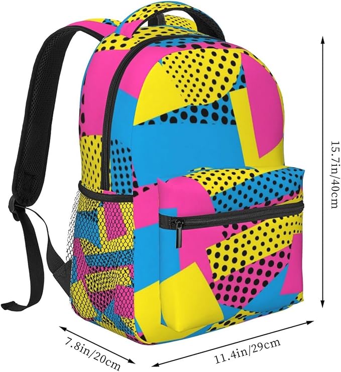 Men Women Lightweight Abstract Vintage Geometric Pattern Daypack Bookbag Big Capacity Carry On Bag With Side Pockets for Camping Travel Bicycle
