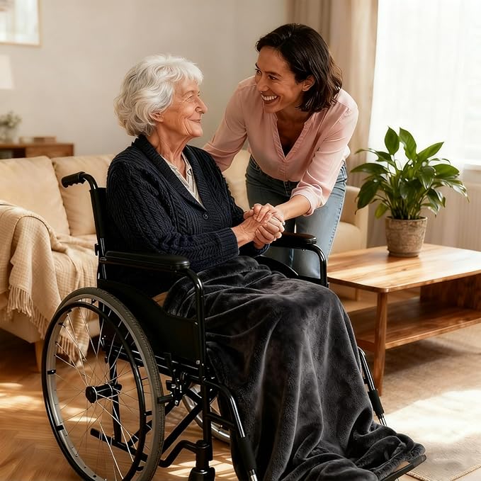 SNZ Cozy Wearable Blanket for Women & Men - 60"x33" Fleece Poncho, Warm Office Chair Lap Blanket, Travel, Camping & Home Wrap - Comfy Poncho Throw - Gift for Mom, Elderly