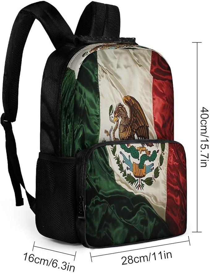 Daypack Lightweight Multipurpose Anti-Theft Retro Mexico Flag Shoulder Bag Large Capacity Laptop Book Bag Rucksack With Adjustable Shoulder Straps