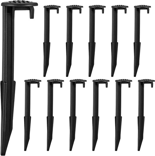 Yookeer 18 Pieces Plastic Inflatable Yard Stakes Set 5.7'' Heavy Duty Stakes for Inflatables Blow up Plastic Tent Christmas Decoration Landscape Ground Replacement Yard Ground Lawn Black Garden Peg