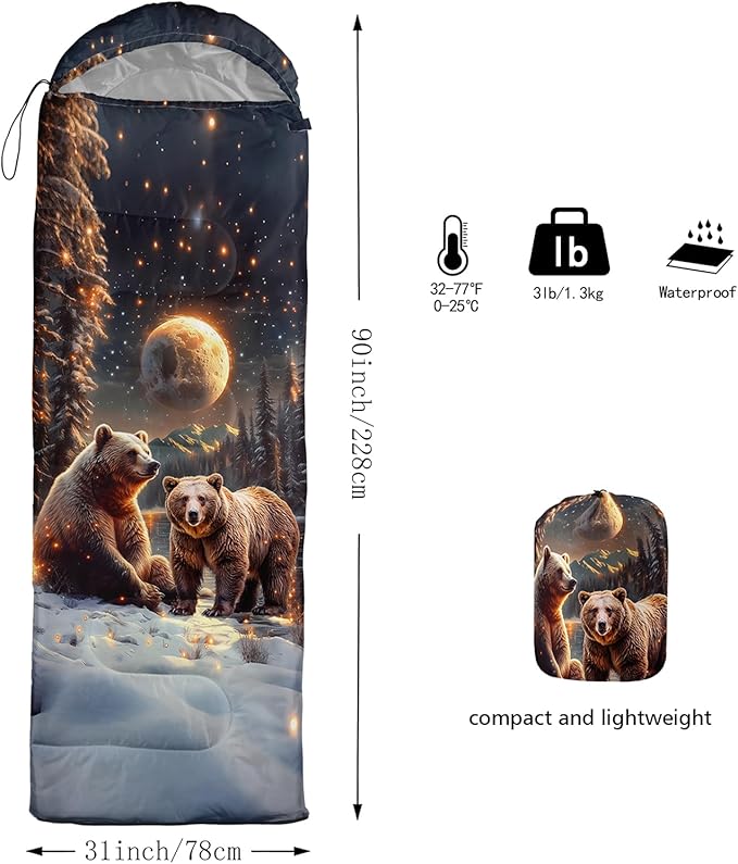 AILONEN Girls Pink Camping Sleeping Bags,Lightweight & Waterproof,3 Season Warm & Cool Weather,Cute Bow Duck Print Sleeping Bags for Kids,Girls,Adults Travelling,Outdoors