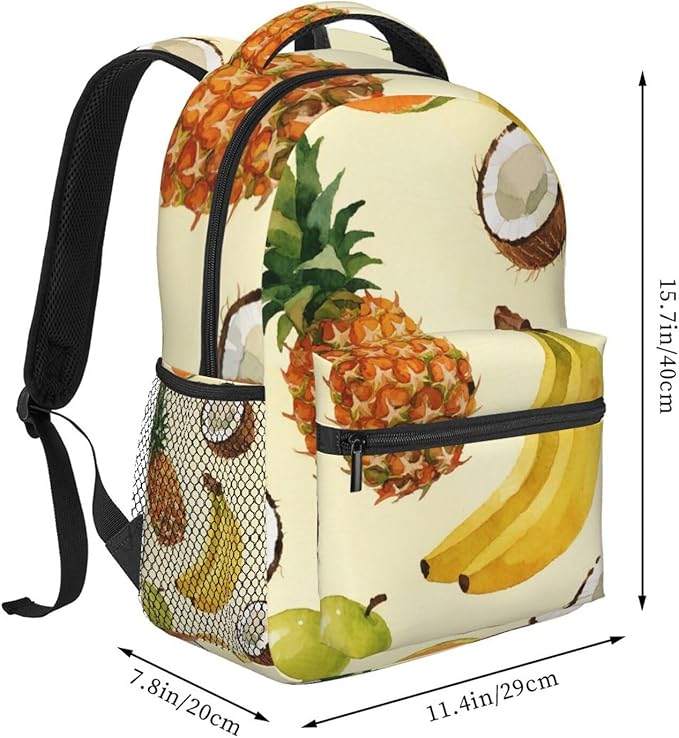 Rucksacks Lightweight Multipurpose Anti-Theft Pineapple Banana Fruits Shoulder Bag Big Capacity Laptop Book Bag Rucksack With Padded Straps