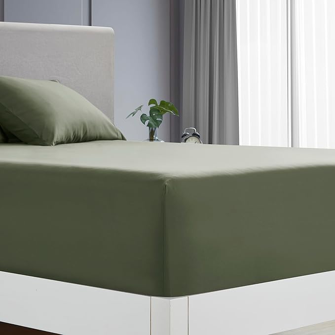 Clara Clark Queen Sheets - Hotel Luxury 6 Piece Bed Sheets for Queen Size Bed - Soft Bedding Sheets & Pillowcases, Fits Mattress up to 16 inch deep. Queen, Olive Green