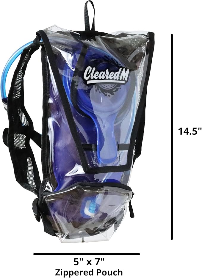 Clear Hydration Pack - Clear Backpack with 1.5L Water Bladder Included, Hydropack for Festivals and Raves