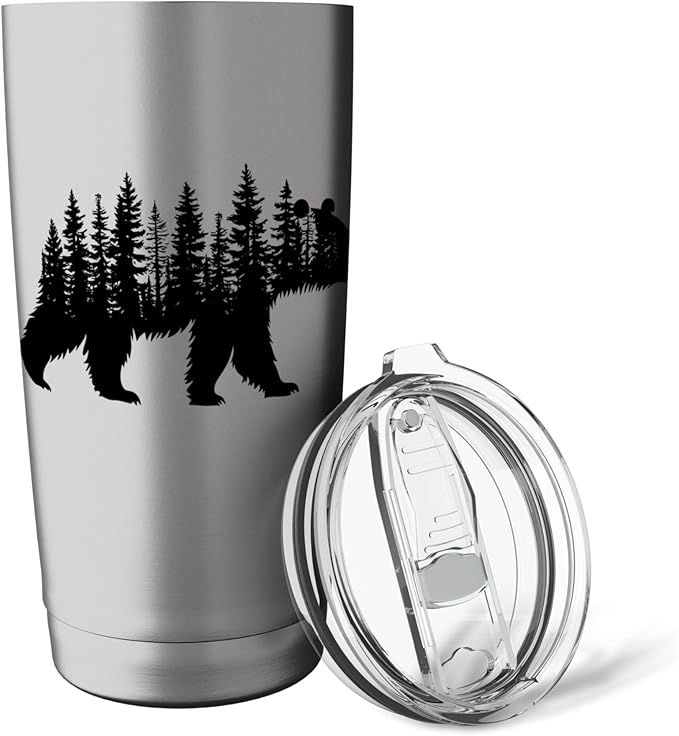 Forest Trees Wildlife Animal Retro Outdoor Nature bear Lover Stainless Steel Insulated Tumbler