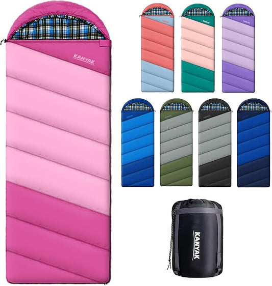 Cotton Flannel Liner Sleeping Bag for Adults Teens Kids, Cold Weather & Warm, 3 Seasons, Lightweight Compact Camping Essentials Equipment, Hiking, Outdoor, Travel