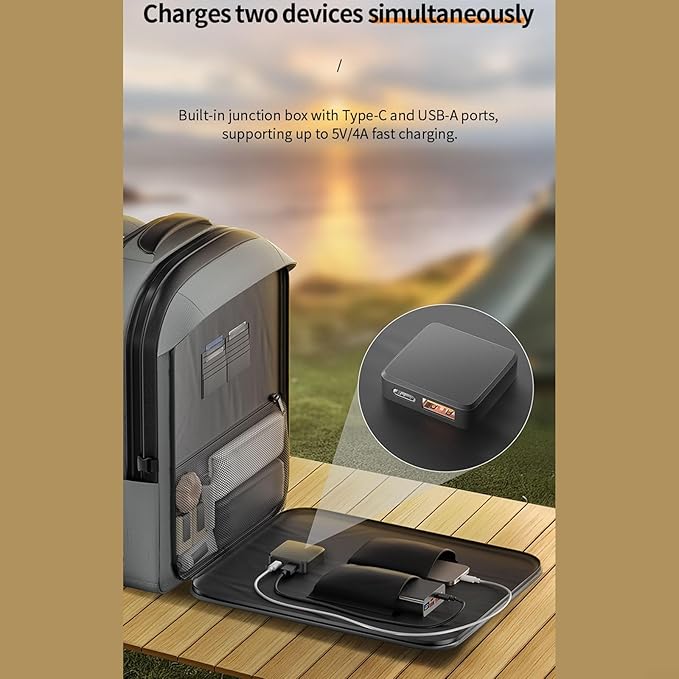 Solar Backpack Charger, 35L Solar Charging Backpack For Outdoor Activities, Travel Backpack With Dual Solar Panels Provide Up To 30W Charging Power