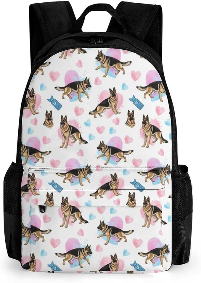 Backpack Polyester Multipurpose Anti-Theft Funny German Shepherd Love Shoulder Bag Big Capacity Gym Outdoor Hiking Backpack With Padded Straps
