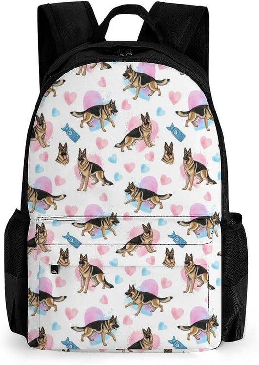 Backpack Polyester Multipurpose Anti-Theft Funny German Shepherd Love Shoulder Bag Big Capacity Gym Outdoor Hiking Backpack With Padded Straps