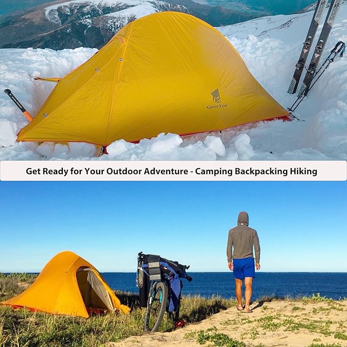 GEERTOP Ultralight 1 Person Tent Waterproof Two Man Backpack Tents for Outdoor Camping Backpacking more tools