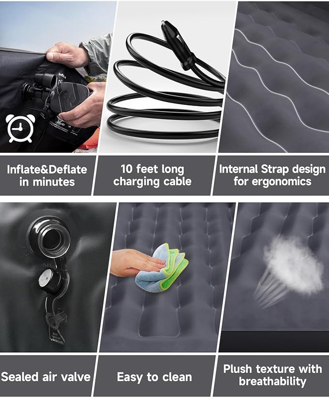 Umbrauto Car Air Mattress Backseat| Inflatable Truck Back Seat Camping Airbed for SUV Rear Seat, Blow Up Sleeping Travel Bed for Van Trunk with Pump & Pillows