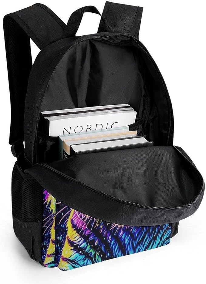 Supdreamc Lightweight Rucksack for Sports Travel Running, Big Capacity Multipurpose Anti-Theft Bookbag, Abstract Colorful Tiger Art Travel and Sport Backpack Rucksack