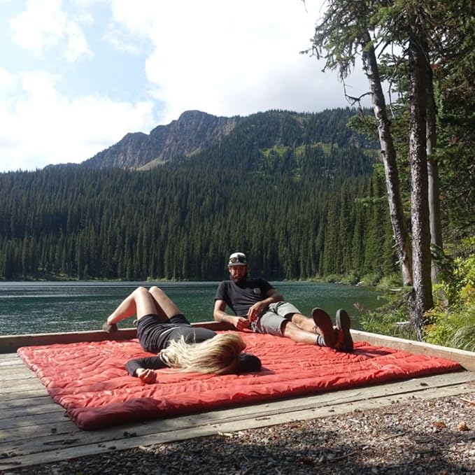 Rumpl Original Puffy Blanket - Warm Puffy Camping Blanket, 100% Recycled Polyester Insulation, Lightweight, Packable, Water-Resistant, Outdoor Puffer Blanket, 80"x84", Cypress