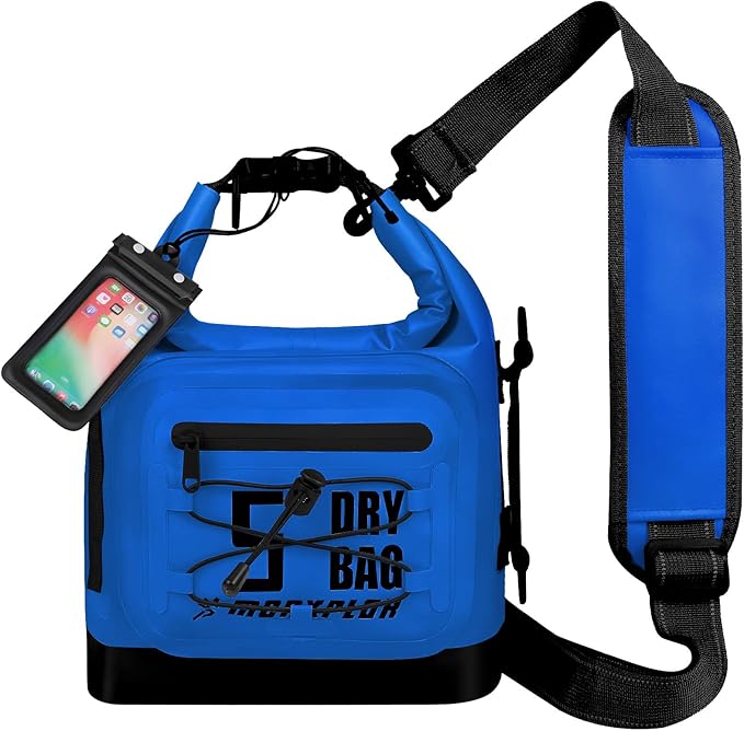 Dry Bag Waterproof,5L/10L/20L/30L Roll Top Dry Bag Backpack with WaterProof Phone Case for Swim,Kayak(Dark Blue 5L)