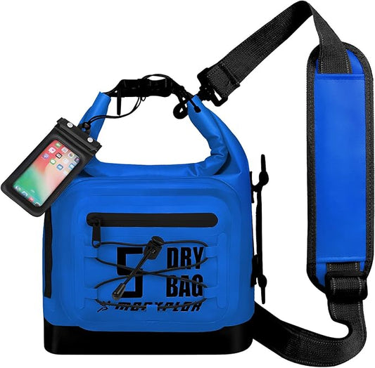 Dry Bag Waterproof,5L/10L/20L/30L Roll Top Dry Bag Backpack with WaterProof Phone Case for Swim,Kayak(Dark Blue 5L)