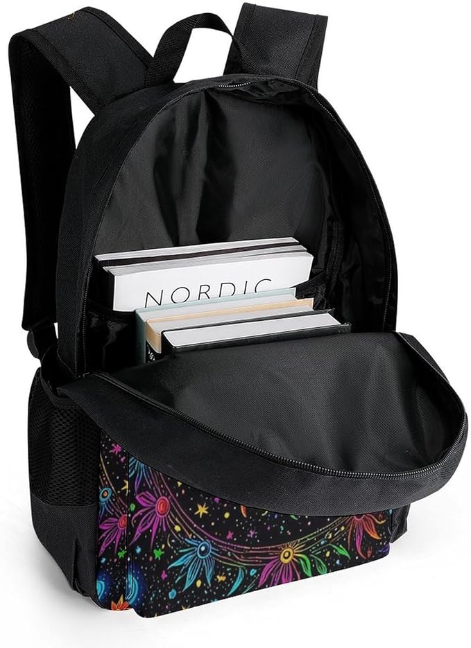 Supdreamc Casual Daypack Multipurpose Anti-Theft Large Capacity Carry On Bag, Glowing Sun And Moon Stars Art Casual Daypack Climbing Shoulder Bag With Padded Straps