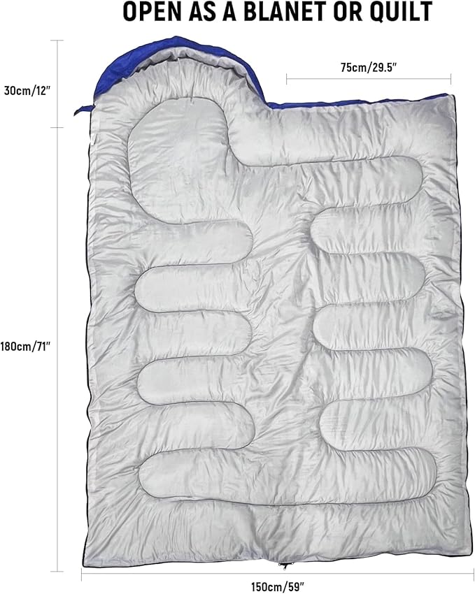 Camping Sleeping Bag for Adults, 3-4 Season Warm & Cold Weather Waterproof Envelope Sleeping Bags for for Backpacking Hiking Travel Outdoors, Adult All Weather Sleeping Bag with 1.5/2/3/4/5lbs Filling