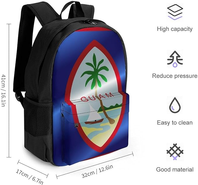 Lightweight Backpack for Gym Travel Bicycle, Big Capacity Multipurpose Anti-Theft Carry On Bag, Flag Of Guam Travel Hiking Bag Day Pack
