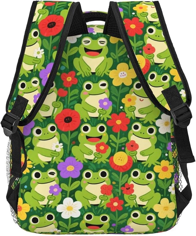 Casual Daypack Multipurpose Anti-Theft Large Capacity Carry On Bag, Frogs Green Colorful Casual Daypack Climbing Shoulder Bag With Padded Straps
