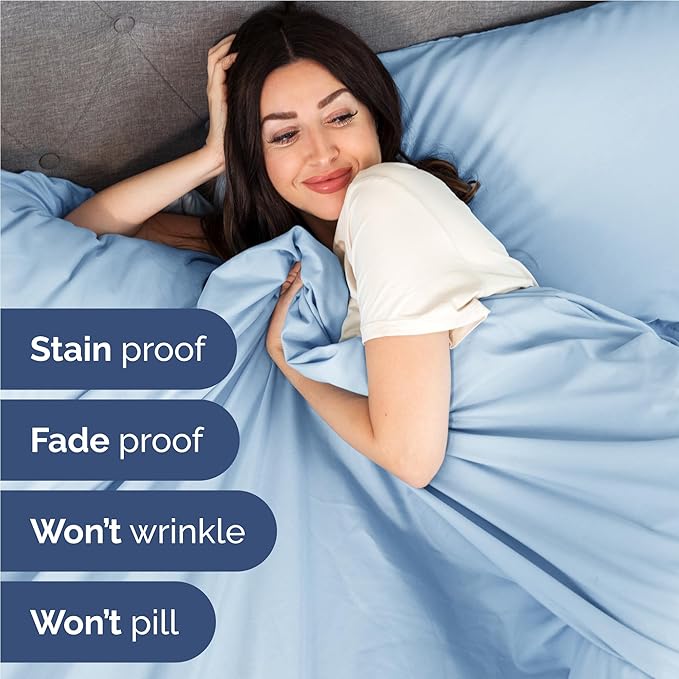 Twin XL Size 3 Piece Sheet Set - Comfy Breathable & Cooling Bed Sheets Set - Hotel Luxury Bedding for Women, Men, Kids, Teens, Boys & Girls - Deep Pockets, Soft, Wrinkle Free - Oeko-Tex - Light Blue