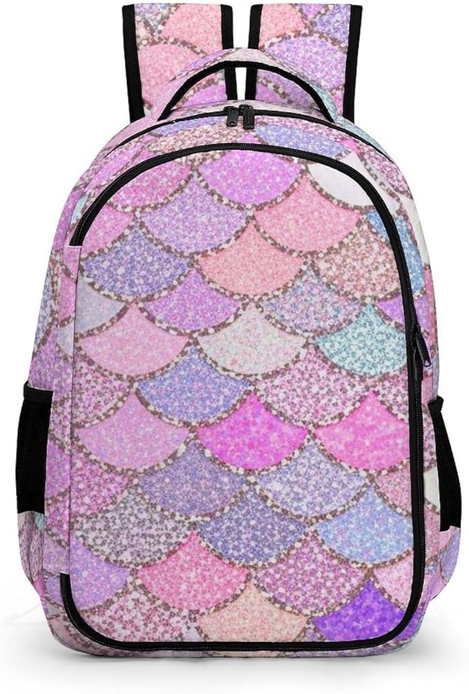 Business Travel Laptop Backpack Pink Mermaid Fish Scales, Anti Theft Water Resistant Computer Bag with Compartment for Men Women