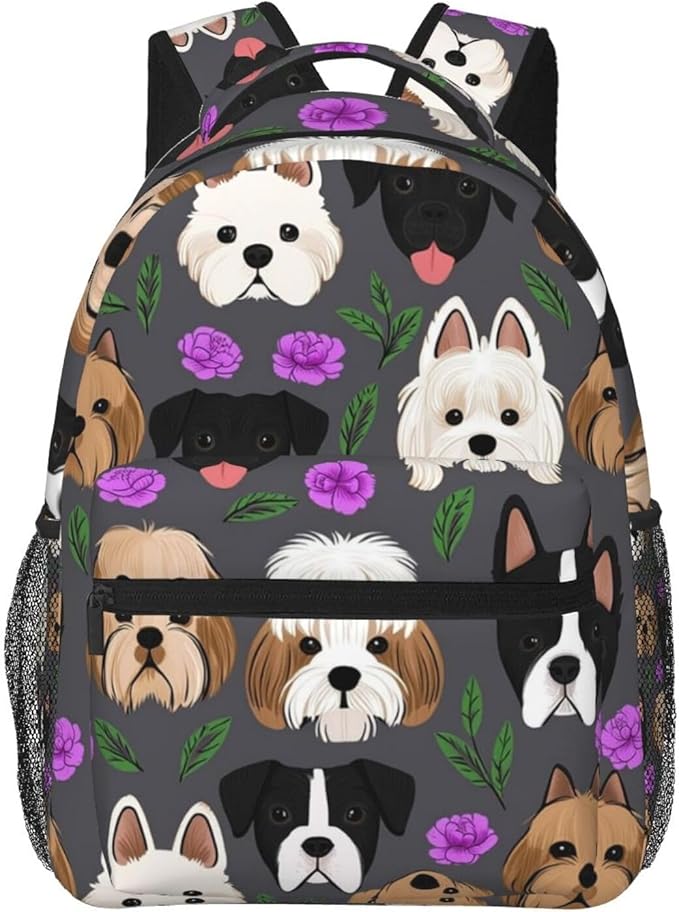 Casual Daypack Multipurpose Anti-Theft Large Capacity Carry On Bag, Boxer Dogs And Flower Casual Daypack Climbing Shoulder Bag With Padded Straps