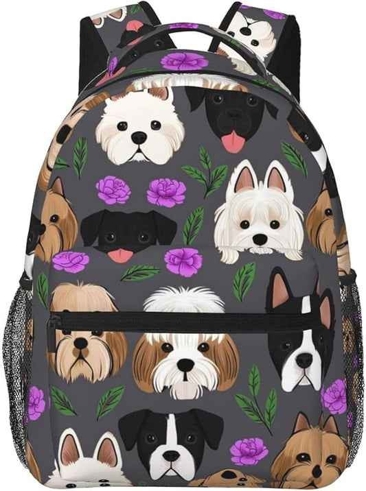 Casual Daypack Multipurpose Anti-Theft Large Capacity Carry On Bag, Boxer Dogs And Flower Casual Daypack Climbing Shoulder Bag With Padded Straps