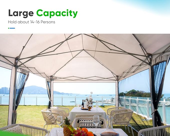Quictent 10'x20' Pop up Screened Canopy Tent with Mosquito Netting, Portable Easy up Outdoor Screen House Shelter for Patio, Camping and Picnic, Includes Wheeled Carry Bag
