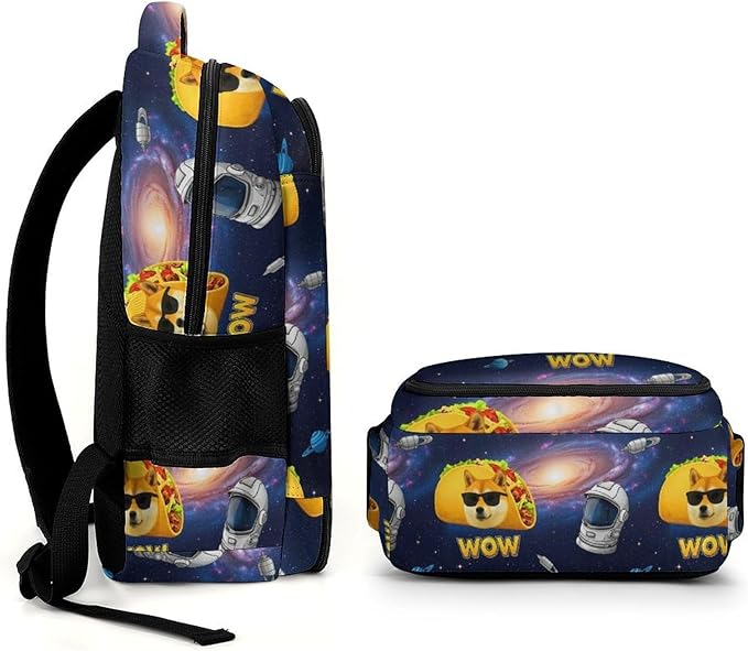 Travel Backpack Purse for Women, Galaxy Space Shiba Inu Dog Cute Laptop Backpack with Tumbler Holder for Nurse Teacher College Work Casual Daypack