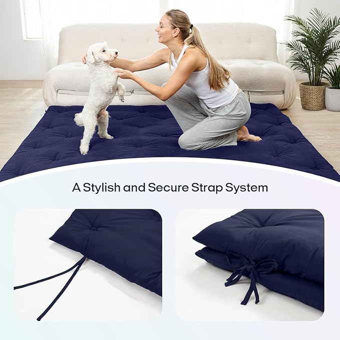 Syrinx Water Resistant Japanese Futon Mattress, Queen Size 80"x60", 2.5 Inch Thick Japanese Floor Mattress Tatami Mat, Foldable Floor Bed Sleeping Pad for Dormitory Guest Room Camping