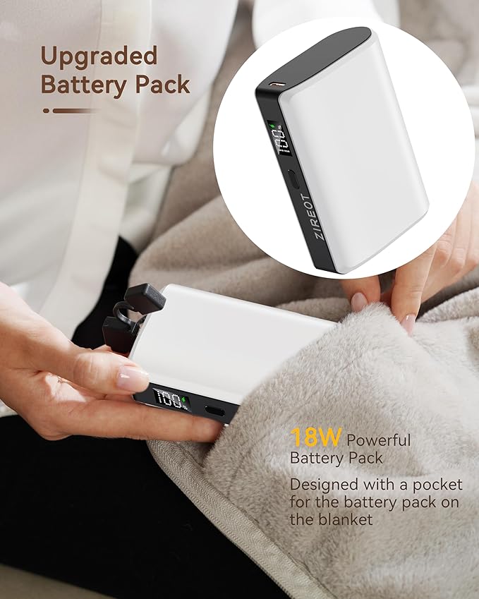 Heated Blanket Battery Operated,with Battery Pack,Cordless USB Heated Shawl,Outdoor Portable Electric Blanket,USB Heated Throw 3 Heating Levels,Softnees Heating Blanket for neeck and Shoulder