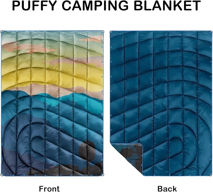 Camping Blanket,Lightweight Puffy Printed Camping Blanket Packable Outdoor Blanket for Camping,Traveling, Stadium, Hiking, Picnics