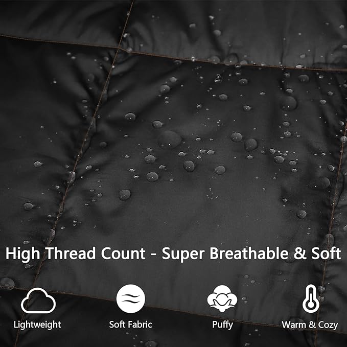 Camping Blanket,Lightweight Puffy Blanket Packable Down Alternative Throw Blanket Waterproof Windproof for Outdoors, Travel, Beach, Airplane, Hiking