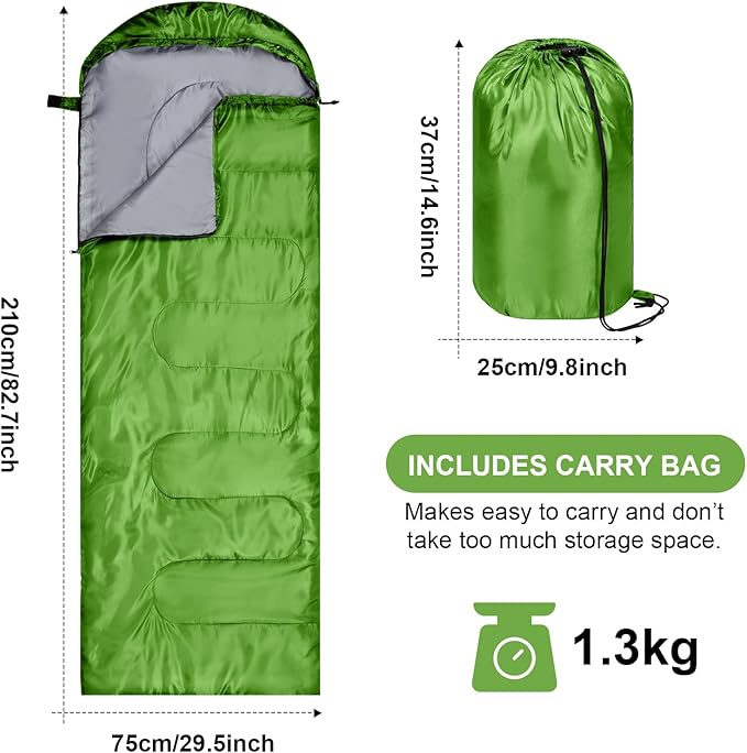 Tudomro 2 Pcs Camping Sleeping Bag for Adults, Lightweight Packable Waterproof Camping Gear Equipment to Keep Warm for Spring Summer Fall Indoor Outdoor Backpacking Hiking Travel