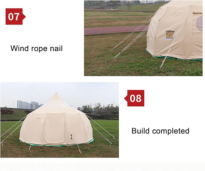 GeRRiT Retro Yurt Tent, 8~10 Person Oxford Cloth Water Proof Tent, Teardrop Shaped Pumpkin Tent with 1 Stove Jacks, Luxury All Season Tent for Camping Trips
