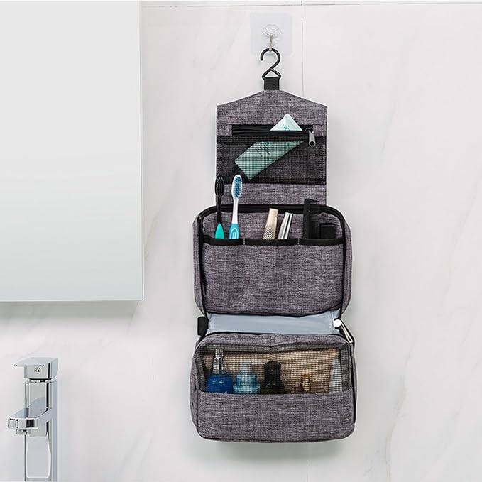 Travel toilet bag is used to store toiletries, with a large capacity storage hanging toilet bag (Gray)