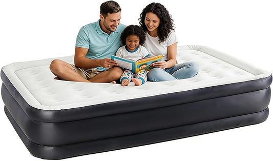 Simple Deluxe Camping Air Mattress, Built-in Fast Inflation Pump, Leak-Free & Foldable Design, Portable Inflatable Airbed with Carry Bag for Camping, Home & Travel