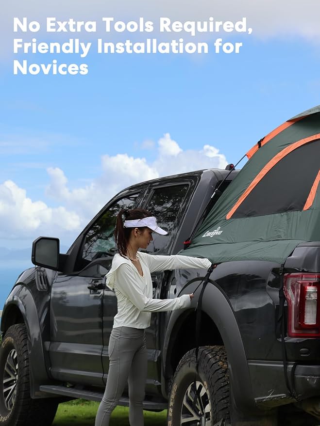 LIBERRWAY Truck Bed Tent for 2 Person, 5.5-5.8 FT Pickup Truck Tent with Waterproof Rainfly Oxford for Camping Travel Outdoor Chevy Silverado 1500 Dodge Ram 1500 Ford F-150 GMC Sierra 1500