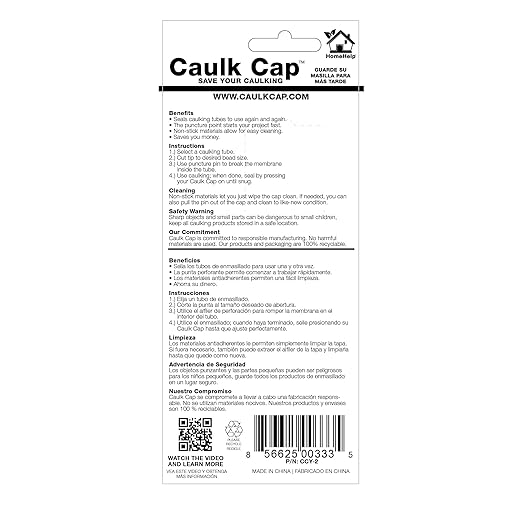 CCY, Reusable Caulk Tube Sealers with Built-in Puncture Pin, 2-Pack