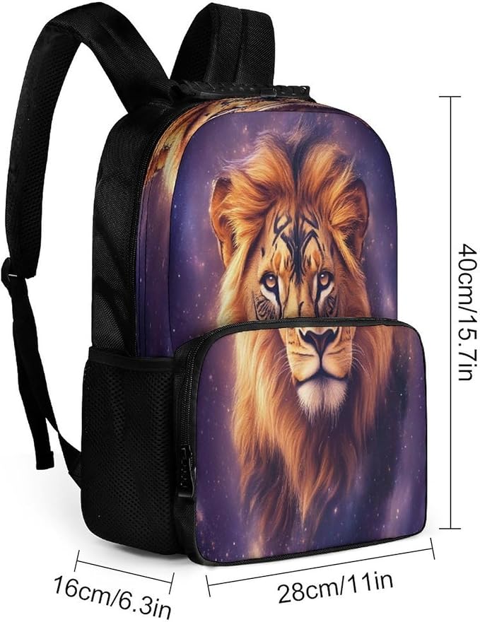 Daypack Lightweight Multipurpose Anti-Theft Lovely Beautiful Lion Art Shoulder Bag Large Capacity Laptop Book Bag Rucksack With Adjustable Shoulder Straps